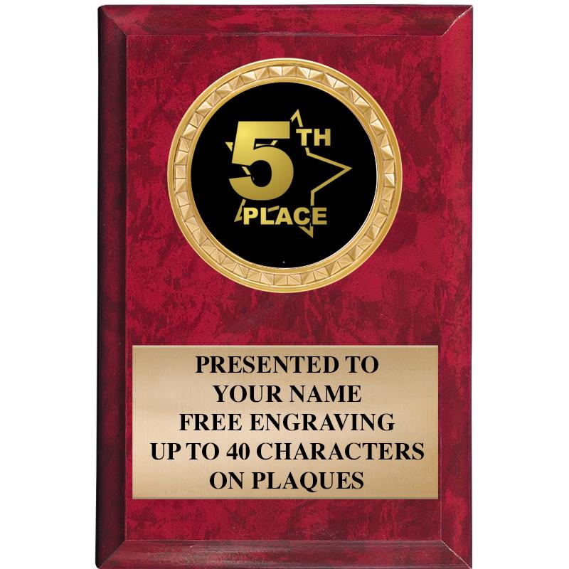 4" X 6" RED MBL INSERT PLQ