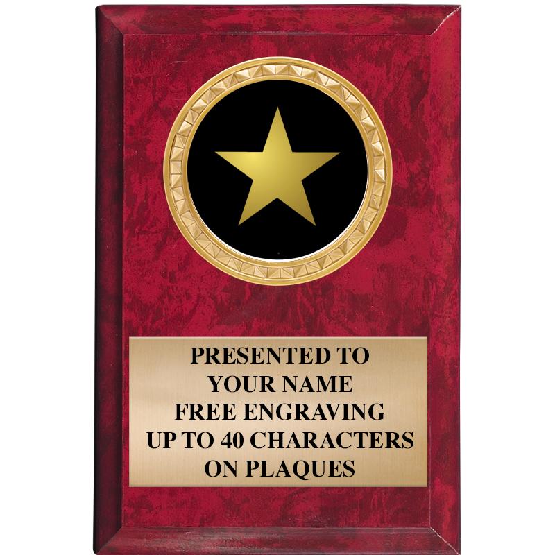 4" X 6" RED MBL INSERT PLQ