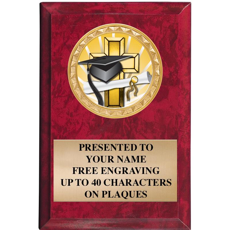 4" X 6" RED MBL INSERT PLQ