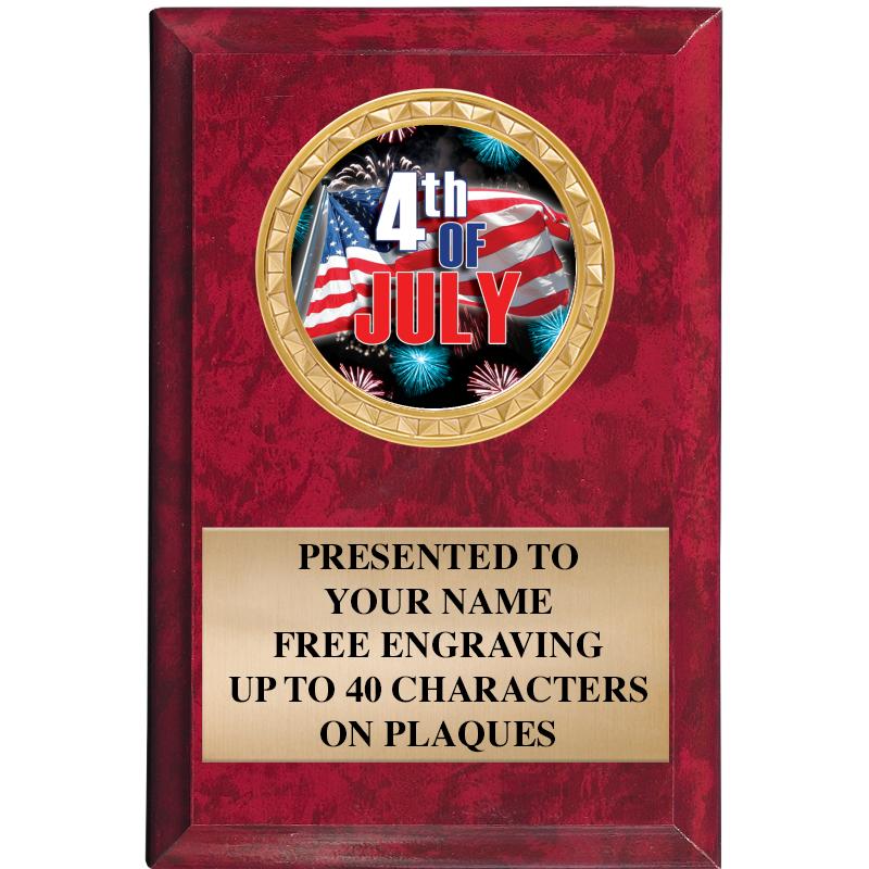 4" X 6" RED MBL INSERT PLQ