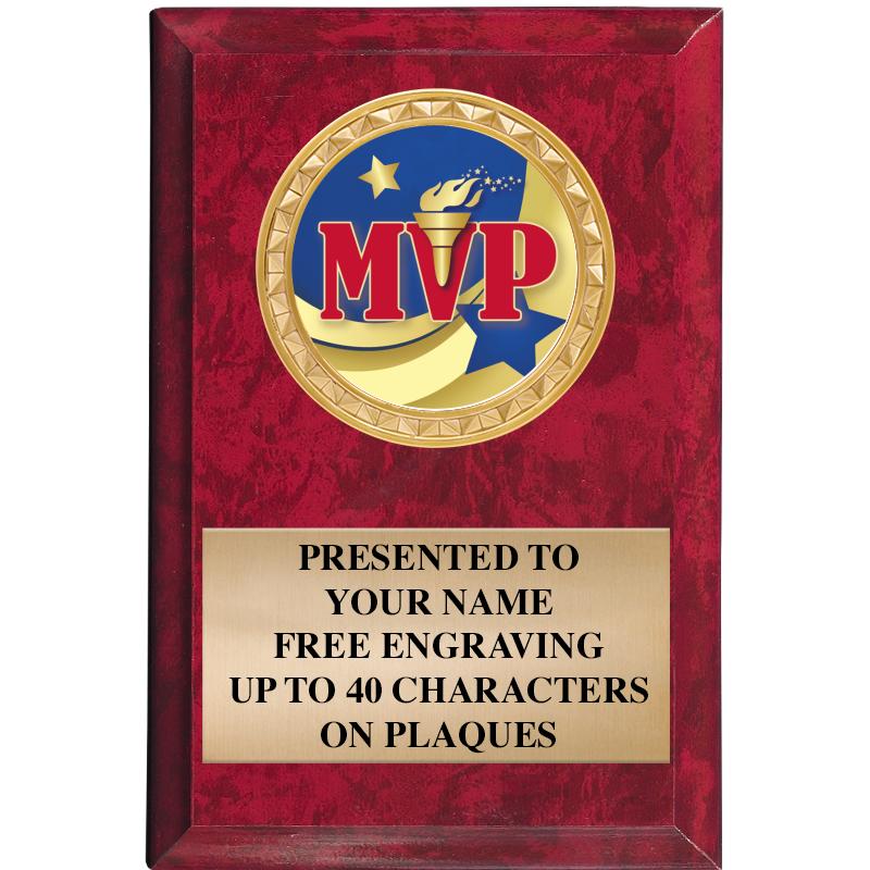 4" X 6" RED MBL INSERT PLQ