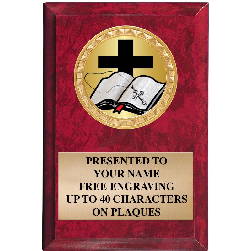 4" X 6" RED MBL INSERT PLQ