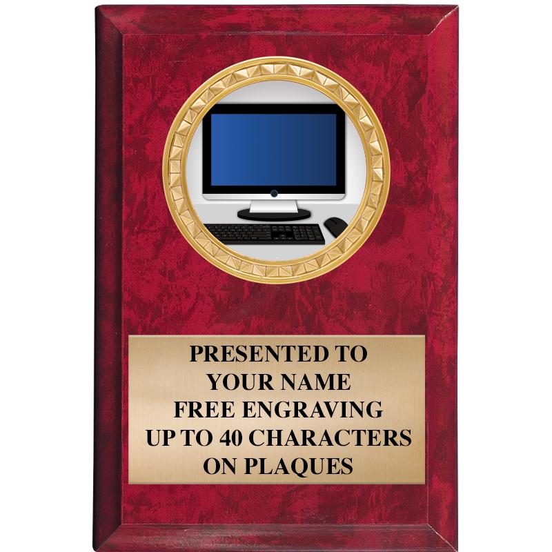 4" X 6" RED MBL INSERT PLQ