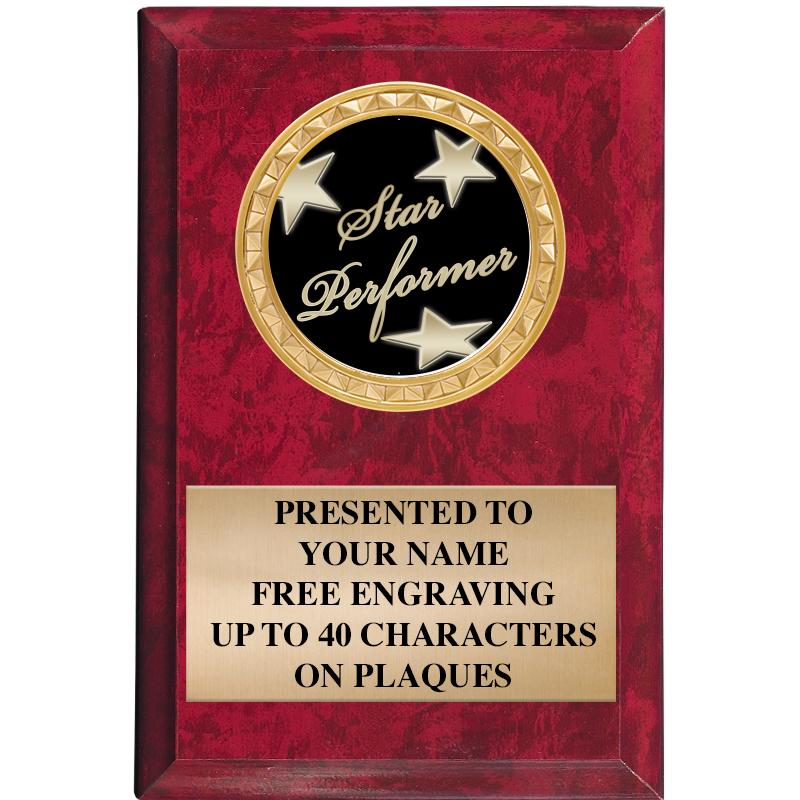 4" X 6" RED MBL INSERT PLQ