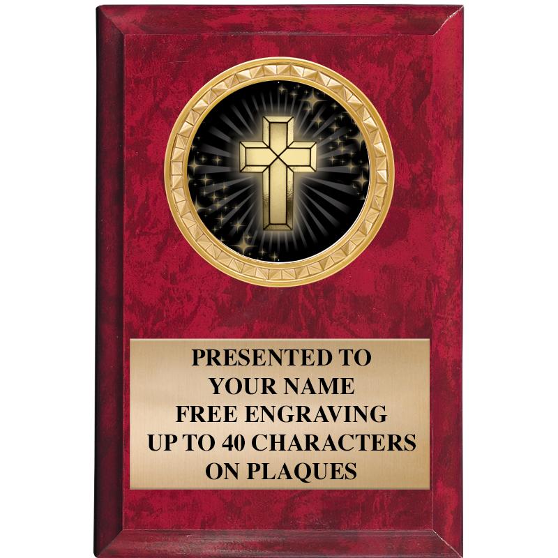 4" X 6" RED MBL INSERT PLQ