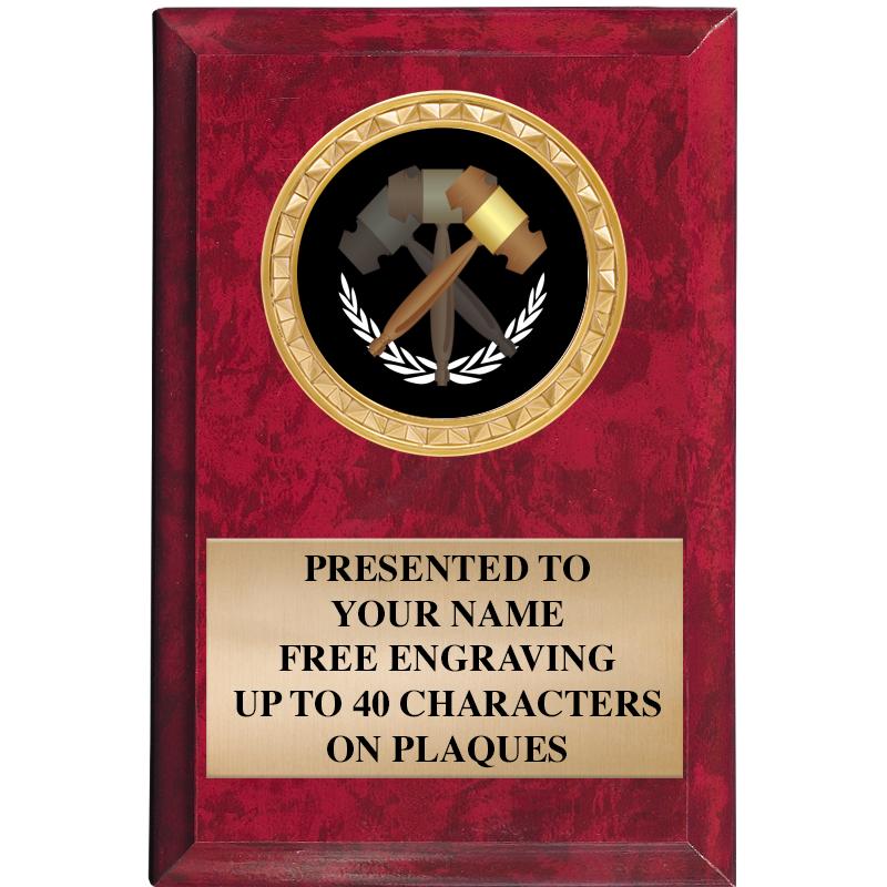 4" X 6" RED MBL INSERT PLQ