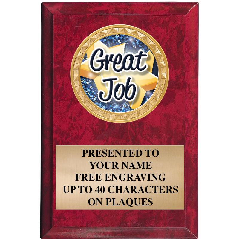 4" X 6" RED MBL INSERT PLQ