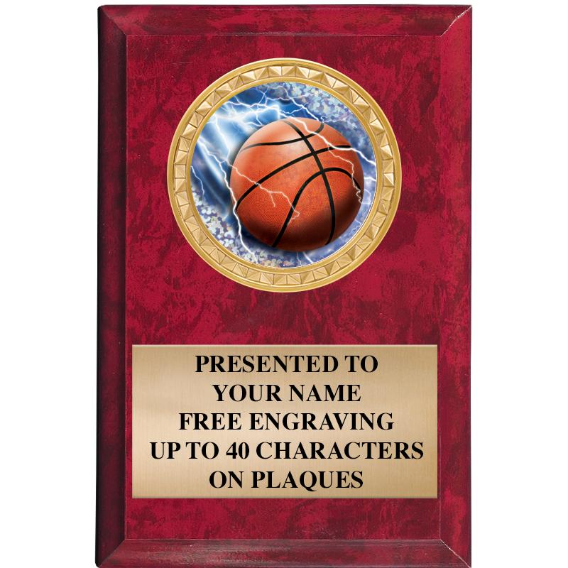 4" X 6" RED MBL INSERT PLQ