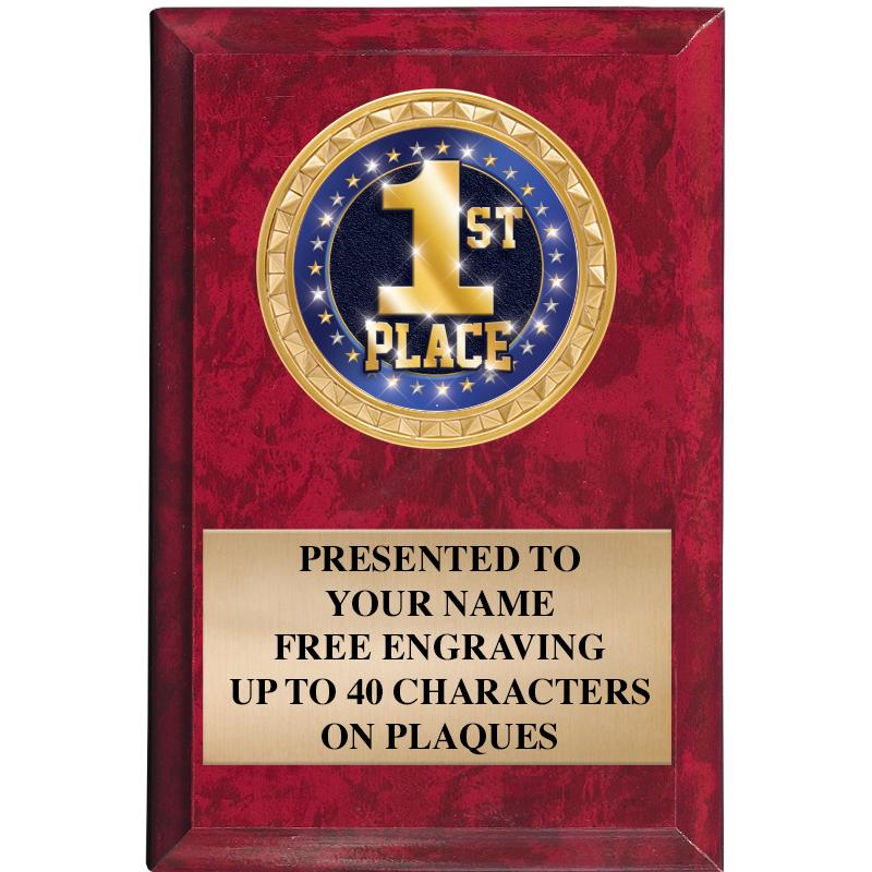 4" X 6" RED MBL INSERT PLQ