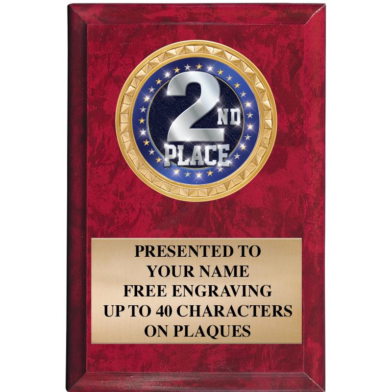 4" X 6" RED MBL INSERT PLQ