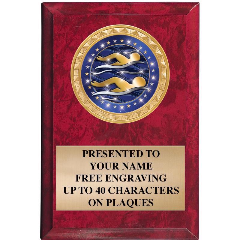 4" X 6" RED MBL INSERT PLQ