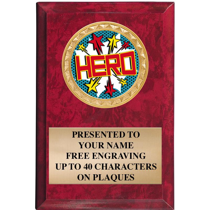 4" X 6" RED MBL INSERT PLQ