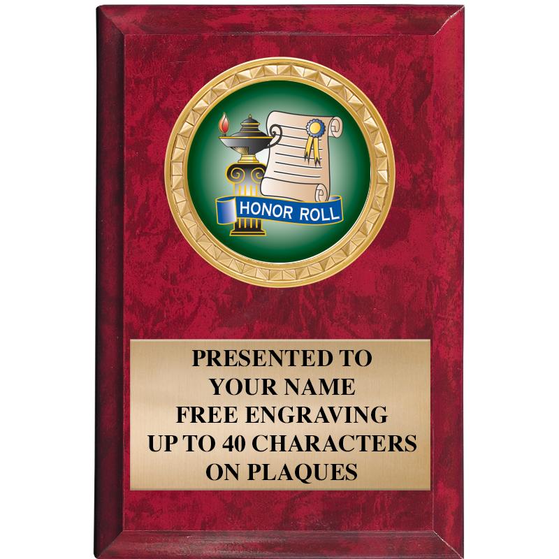 4" X 6" RED MBL INSERT PLQ