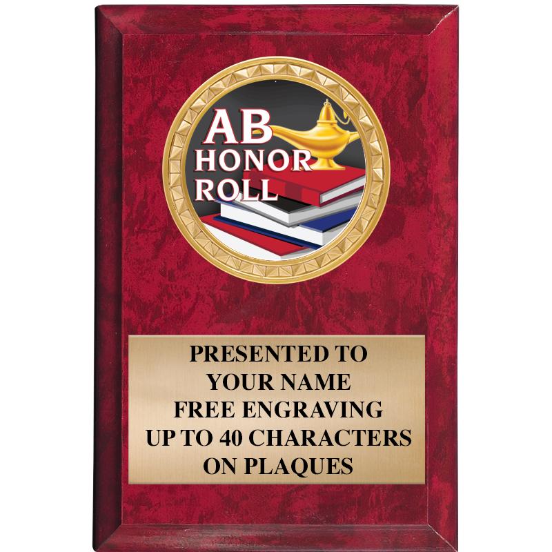 4" X 6" RED MBL INSERT PLQ