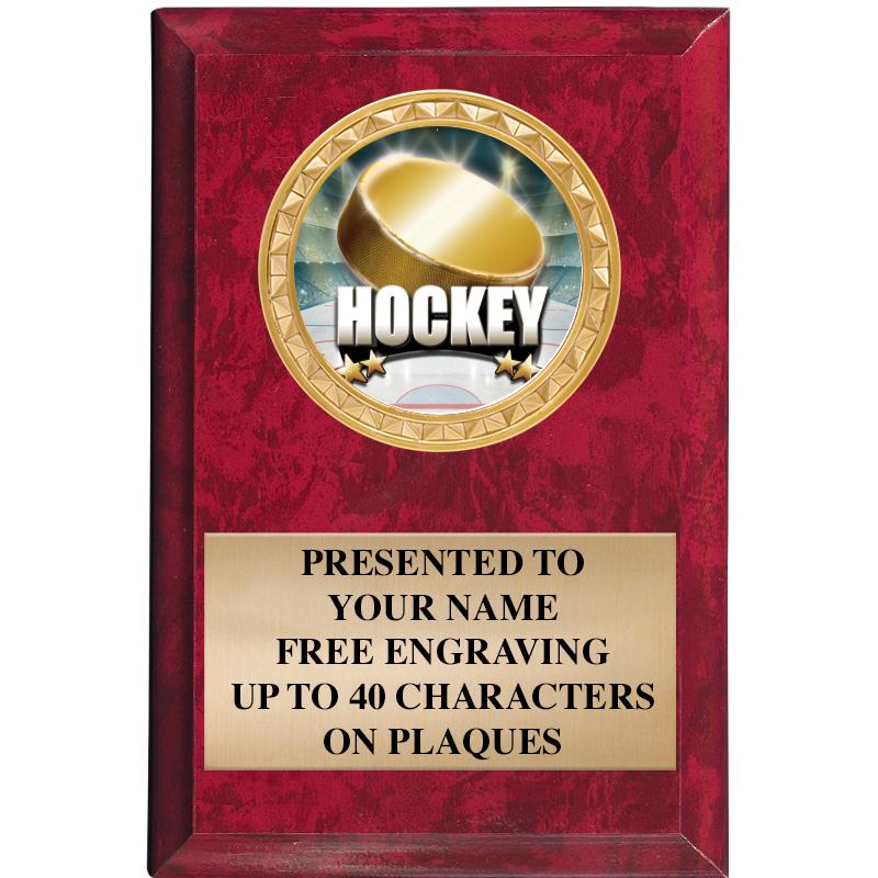 4" X 6" RED MBL INSERT PLQ