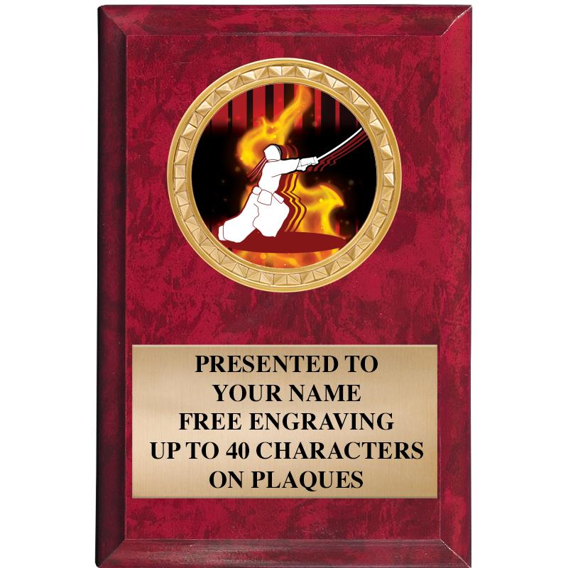 4" X 6" RED MBL INSERT PLQ