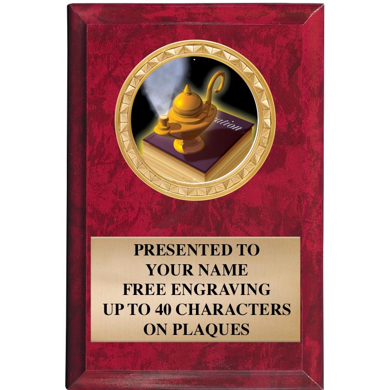 4" X 6" RED MBL INSERT PLQ