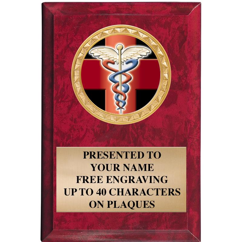 4" X 6" RED MBL INSERT PLQ