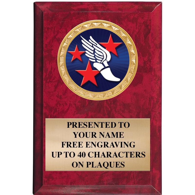 4" X 6" RED MBL INSERT PLQ