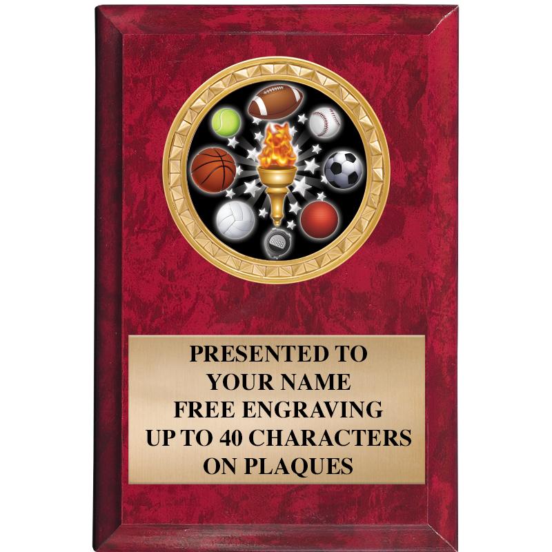 4" X 6" RED MBL INSERT PLQ