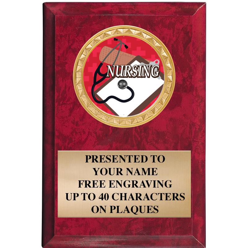 4" X 6" RED MBL INSERT PLQ