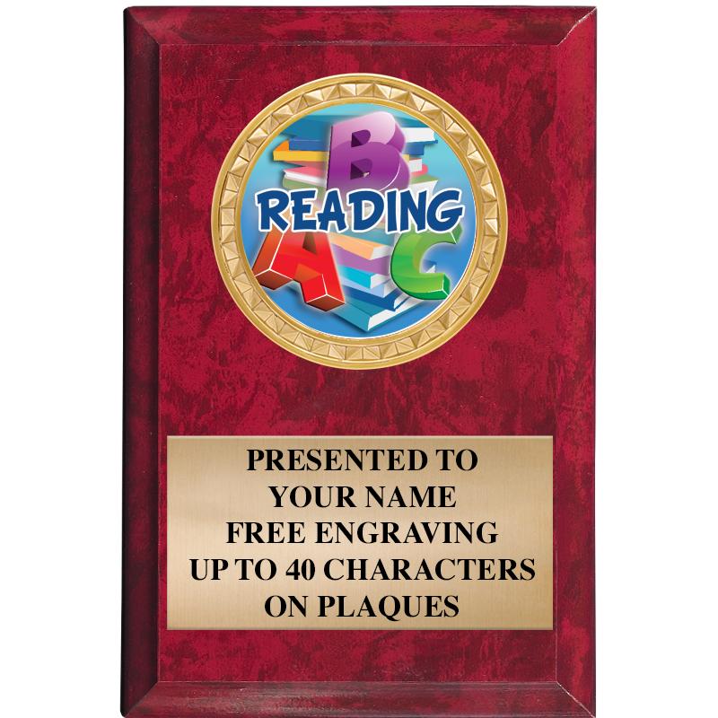 4" X 6" RED MBL INSERT PLQ