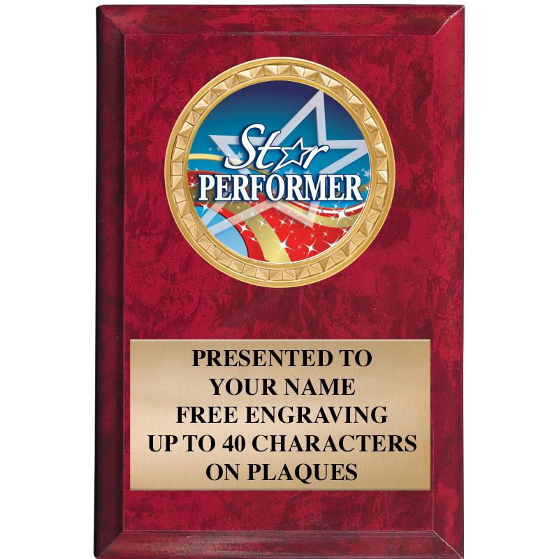 4" X 6" RED MBL INSERT PLQ