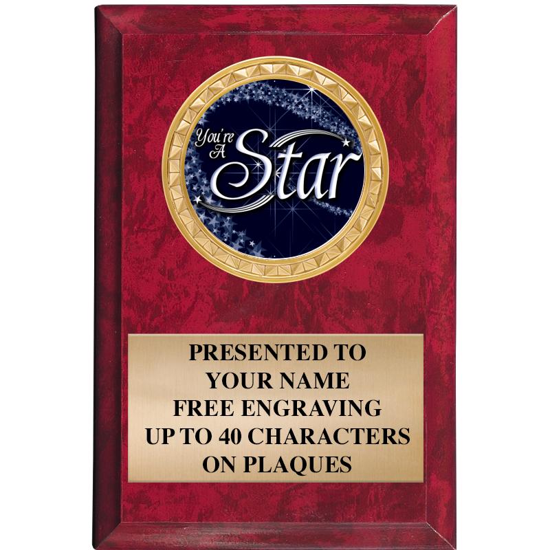 4" X 6" RED MBL INSERT PLQ