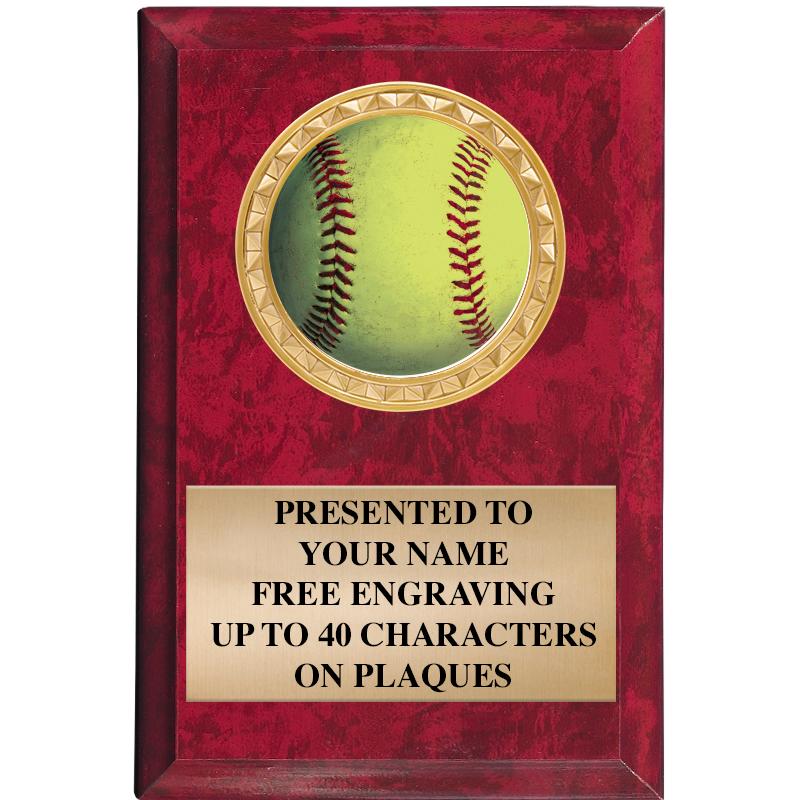 4" X 6" RED MBL INSERT PLQ