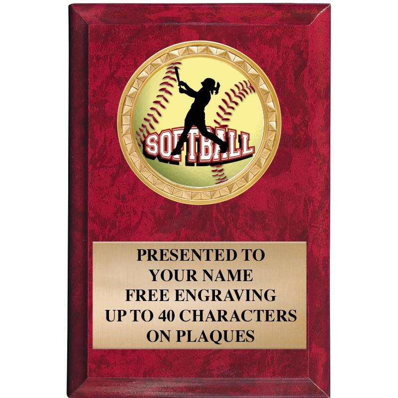 4" X 6" RED MBL INSERT PLQ