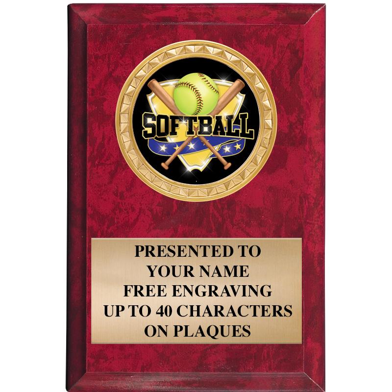 4" X 6" RED MBL INSERT PLQ