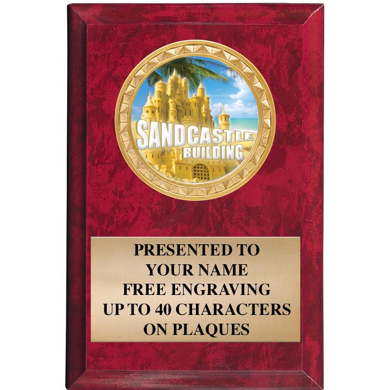 4" X 6" RED MBL INSERT PLQ