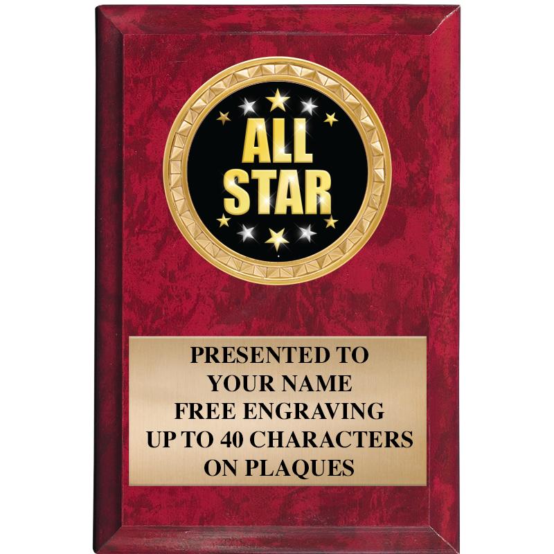 4" X 6" RED MBL INSERT PLQ