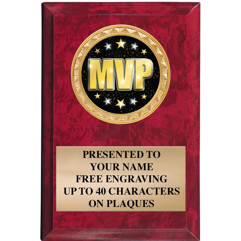 4" X 6" RED MBL INSERT PLQ