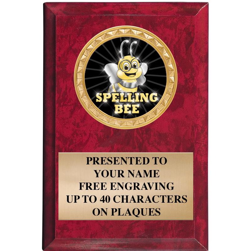 4" X 6" RED MBL INSERT PLQ