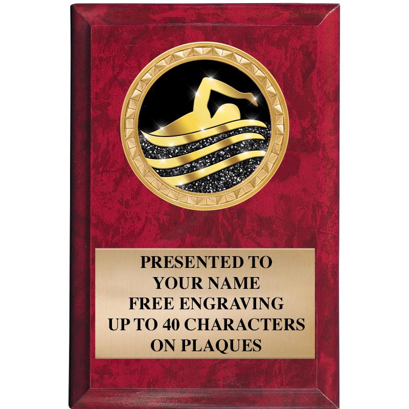 4" X 6" RED MBL INSERT PLQ