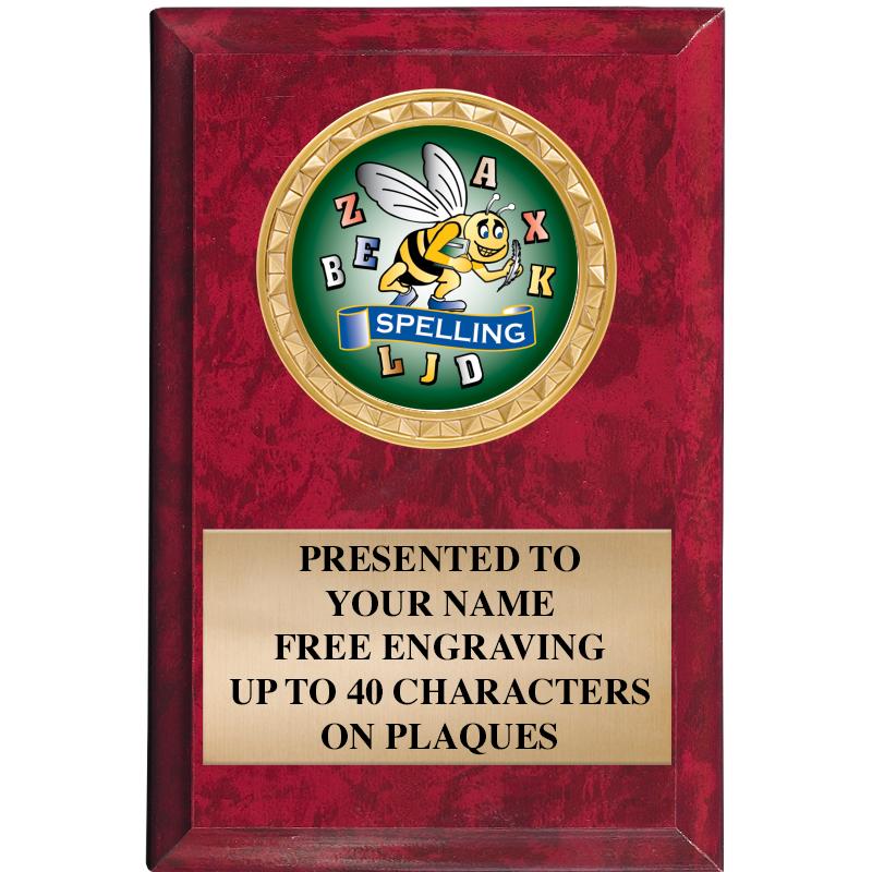 4" X 6" RED MBL INSERT PLQ