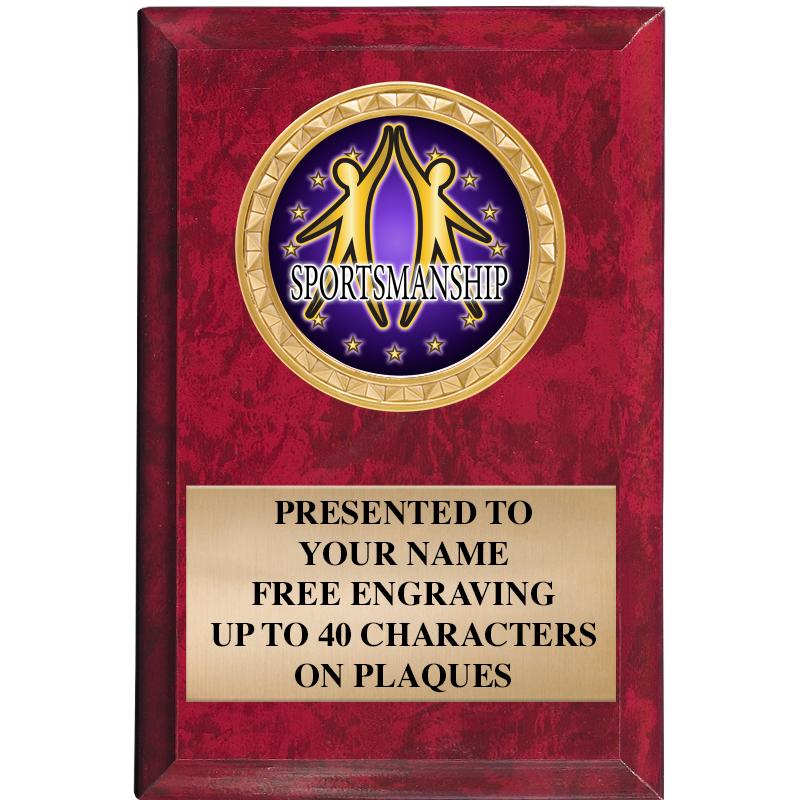 4" X 6" RED MBL INSERT PLQ