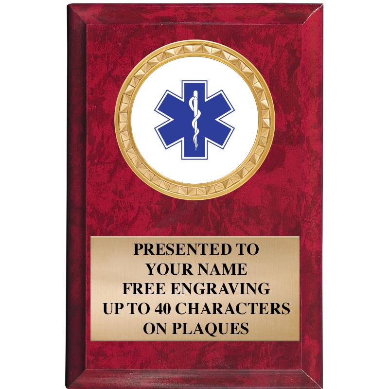 4" X 6" RED MBL INSERT PLQ