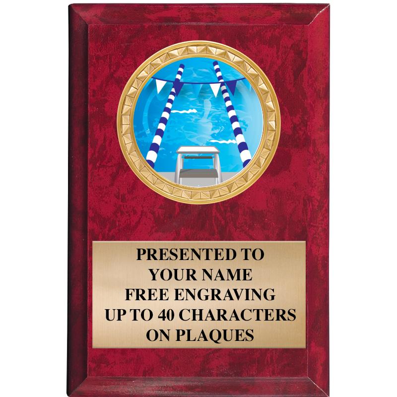 4" X 6" RED MBL INSERT PLQ