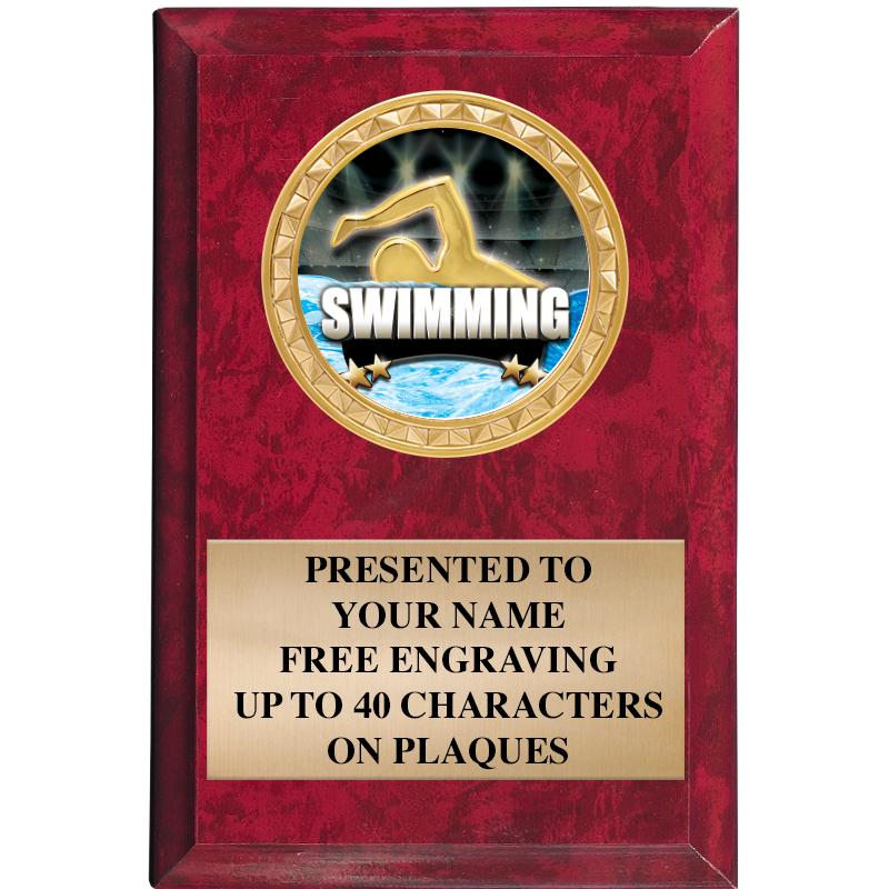 4" X 6" RED MBL INSERT PLQ