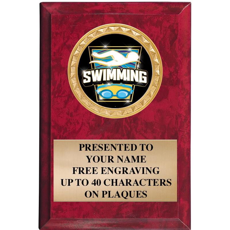 4" X 6" RED MBL INSERT PLQ