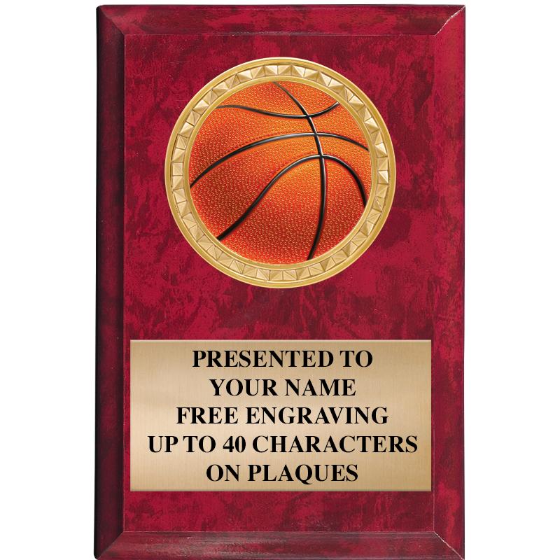 4" X 6" RED MBL INSERT PLQ