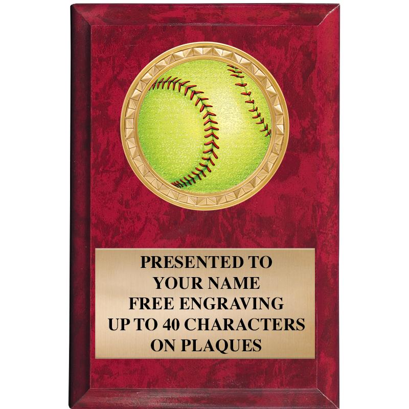 4" X 6" RED MBL INSERT PLQ