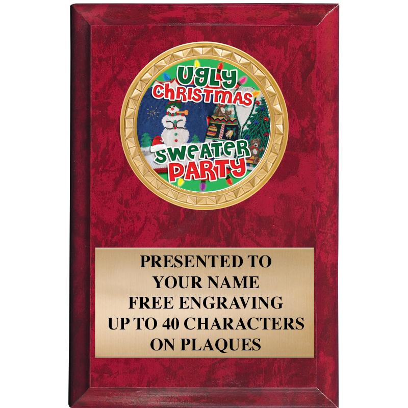 4" X 6" RED MBL INSERT PLQ