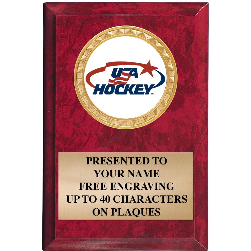 4" X 6" RED MBL INSERT PLQ