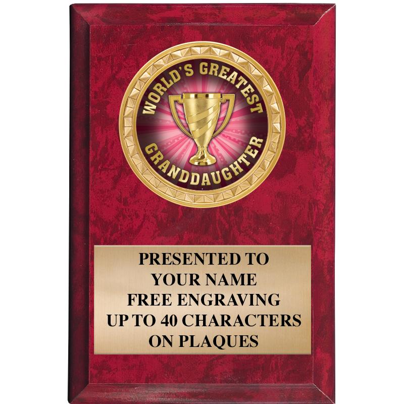 4" X 6" RED MBL INSERT PLQ