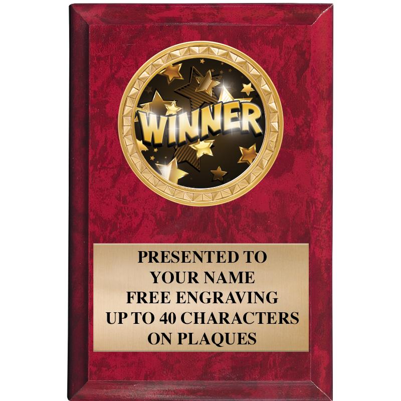 4" X 6" RED MBL INSERT PLQ