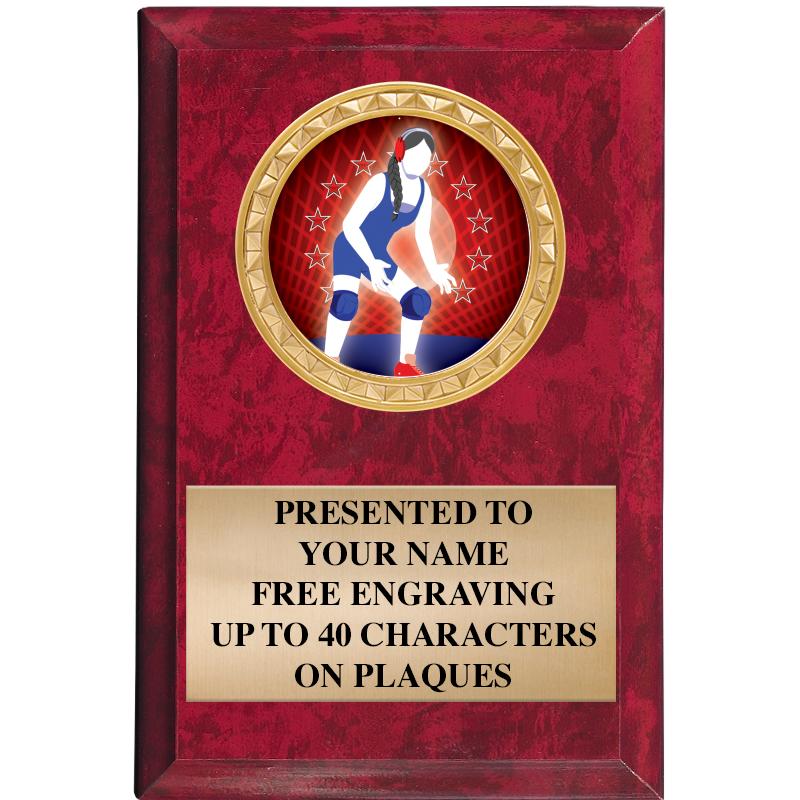 4" X 6" RED MBL INSERT PLQ