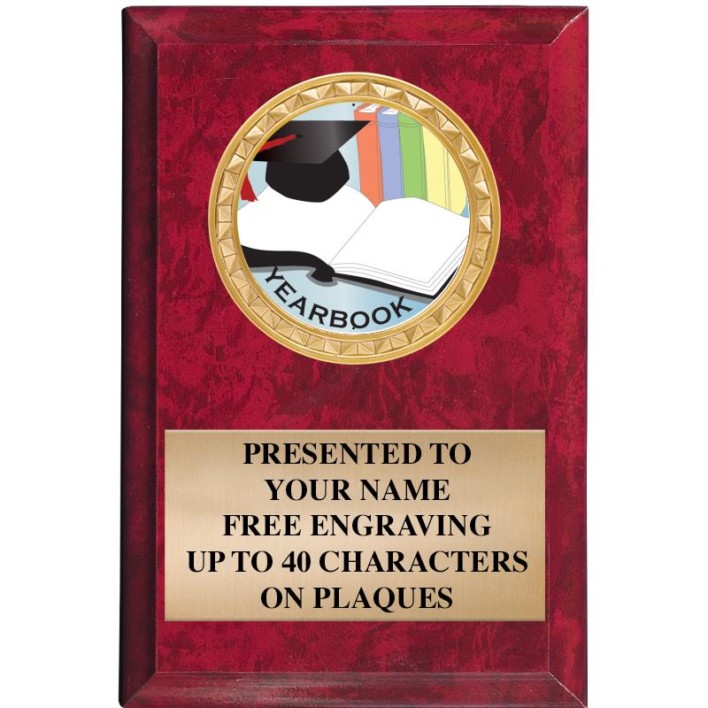 4" X 6" RED MBL INSERT PLQ